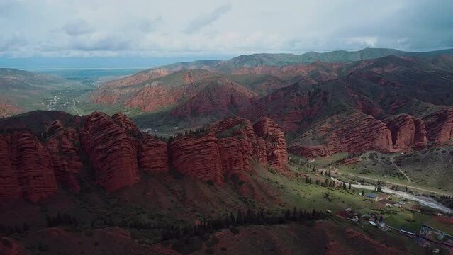 Nature And Rocks Of Jety Oguz In Kyrgyzstan, Aerial View