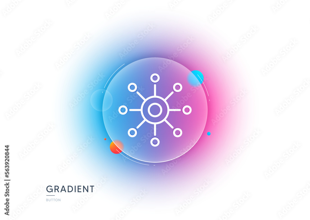 Poster multichannel line icon. gradient blur button with glassmorphism. multitasking sign. omnichannel symb