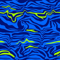 Abstract Hand Drawing Seamless Wavy Liquid Zebra Tiger Stripes Vector Pattern Isolated Background