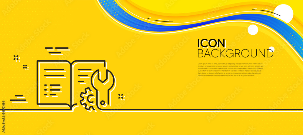 Poster engineering documentation line icon. abstract yellow background. technical instruction sign. minimal