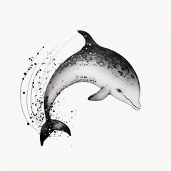 Graceful Minimal Dolphin Design Tattoo - A High-Quality Black and White Line Art Sketch