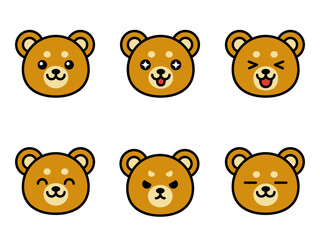 Bear emoticon, Animal head sign, and symbol  Vector illustration.