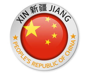 Silver badge with Xinjiang province and China flag