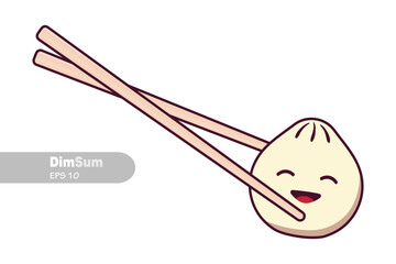 Cute Traditional Chinese dumplings vector dimsum food flat isolated illustration