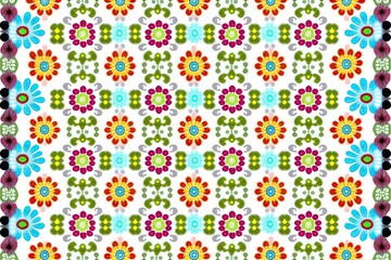 Fototapeta na wymiar Simple yet Intricate Floral Seamless Repeat Patterns - Colorful and Elegant on White Background, HQ Image