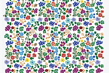 Simple yet Intricate Floral Seamless Repeat Patterns - Colorful and Elegant on White Background, HQ Image