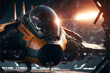 futuristic space war background. Generative AI