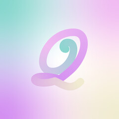 3d gradient letter Q, Blend Q logo, Gradient background with Q alphabet, Q letter logo, 3d iridescent gradient letter Q