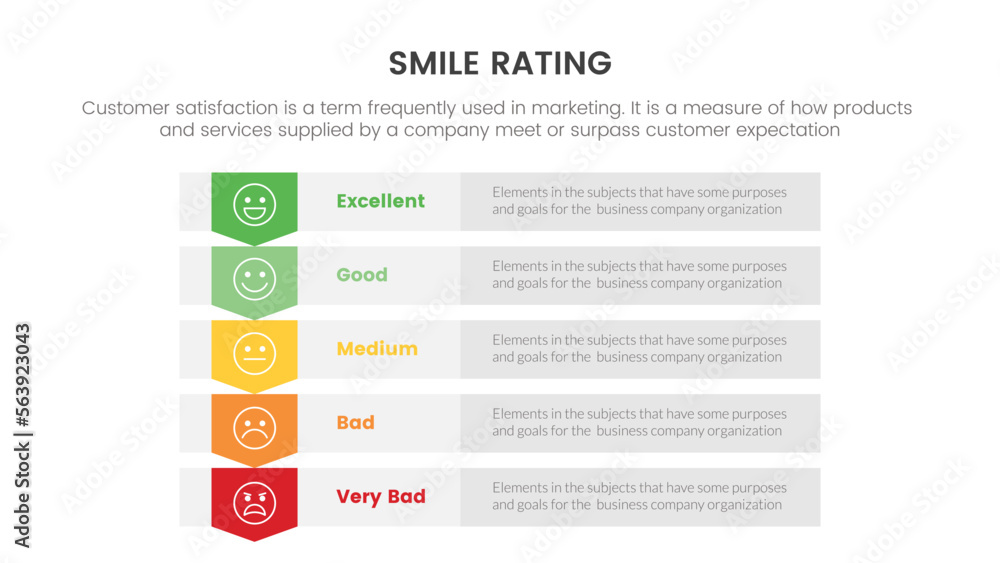 Aufkleber smile rating with 5 scale infographic with table content information concept for slide presentation 