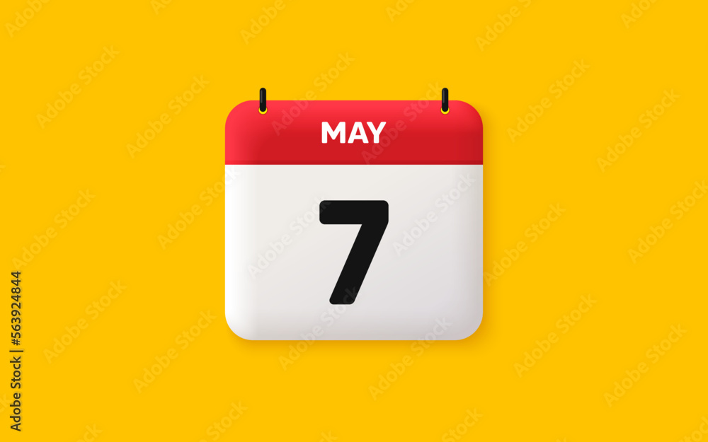Poster calendar date 3d icon. 7th day of the month icon. event schedule date. meeting appointment time. age