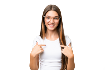 Teenager caucasian girl over isolated background with surprise facial expression