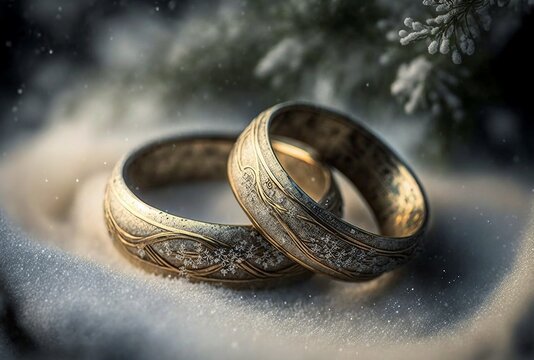 illustration, engagement rings, Valentine's Day, image generated by AI