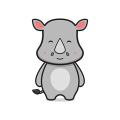 Cute rhino mascot cartoon icon illustration