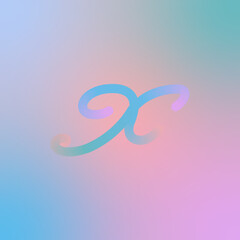 Blend x logo, Gradient background with X alphabet, X later logo, 3d iridescent gradient letter X