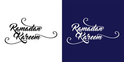 Fototapeta na wymiar Ramadan Word Arabic Style Caligraphy in English. Ramadan Kareem Classic Writing Logo. 