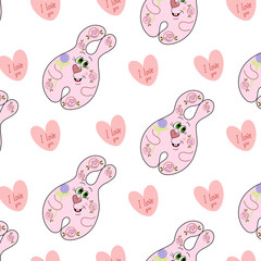 pattern pink hare with candy