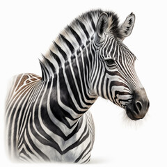 realistic image of a zebra's head, white background - obrazy, fototapety, plakaty