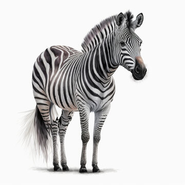 realistic full picture of a Zebra, white background
