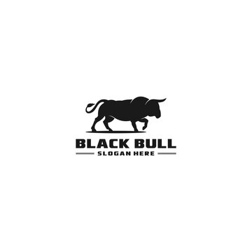 black bull logo template in white background