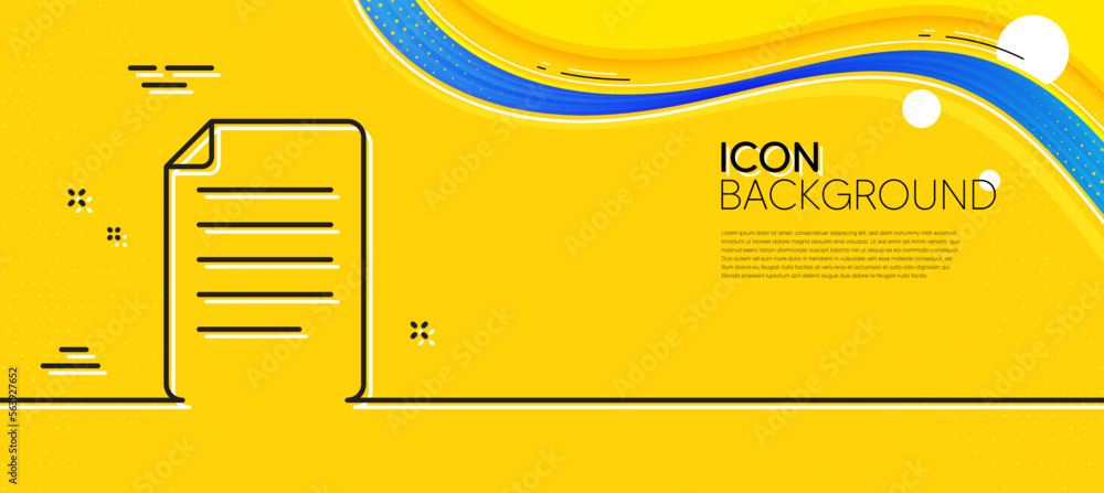 Poster document management line icon. abstract yellow background. information file sign. paper page concept