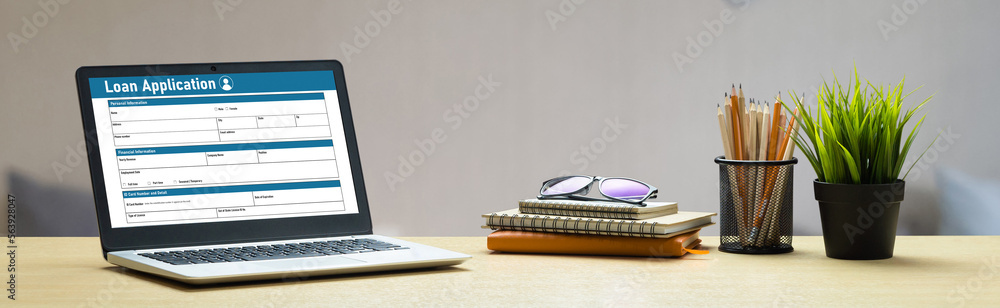 Poster online loan application form for modish digital information collection on the internet network