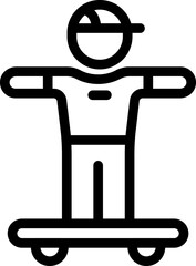 Child on longboard icon outline vector. Skate equipment. Wood sport