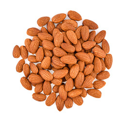 Top view of Almonds isolated on white background