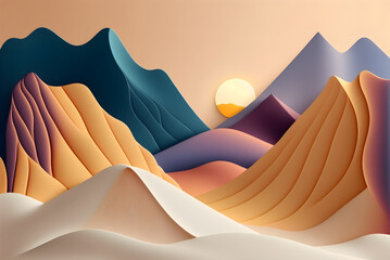 Beautiful landscape  colorful minimalist abstract style with generative AI