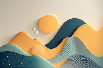 Beautiful landscape  colorful minimalist abstract style with generative AI