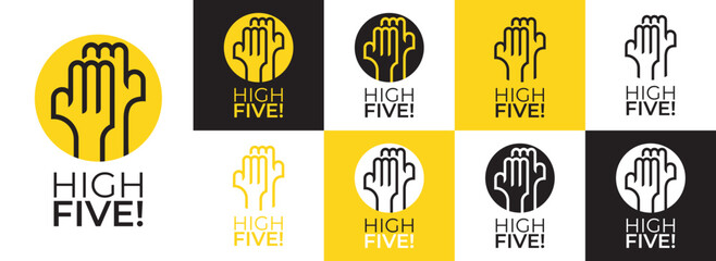 Vector illustration, icon and logo high five
