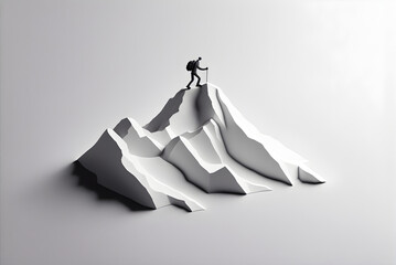 A person climbing up a mountain to success with generative ai