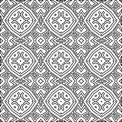 
Stylish texture with figures from lines.
Abstract geometric black and white pattern for web page, textures, card, poster, fabric, textile. Monochrome graphic repeating design. 