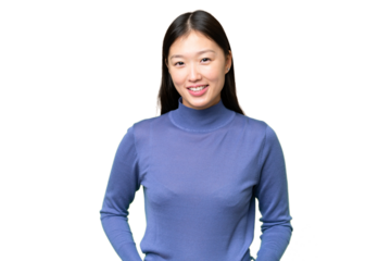Young Asian woman over isolated chroma key background laughing