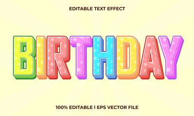 birthday editable text effect, lettering typography font style, colorful 3d text for tittle