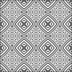 
Stylish texture with figures from lines.
Abstract geometric black and white pattern for web page, textures, card, poster, fabric, textile. Monochrome graphic repeating design. 