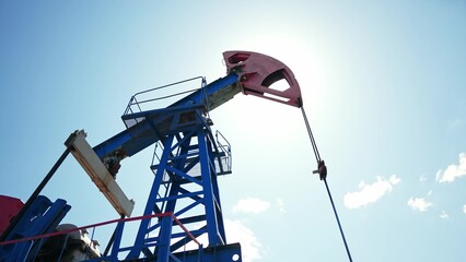 oil pump. oil rig mechanism pumping oil and gas. lifestyle business industry concept. rig energy...