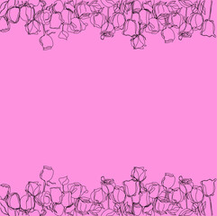 rose,vector, pink background with flowers,illustration,design,line,art ,valentine