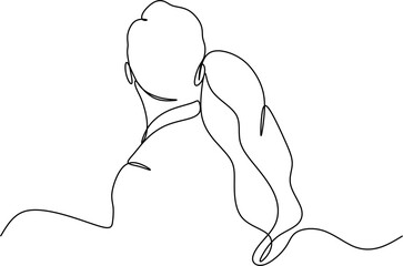 People embracing in continuous line art drawing style. One person giving the shoulder to another. Support and backing. Minimalist black linear sketch isolated on white background. Vector illustration