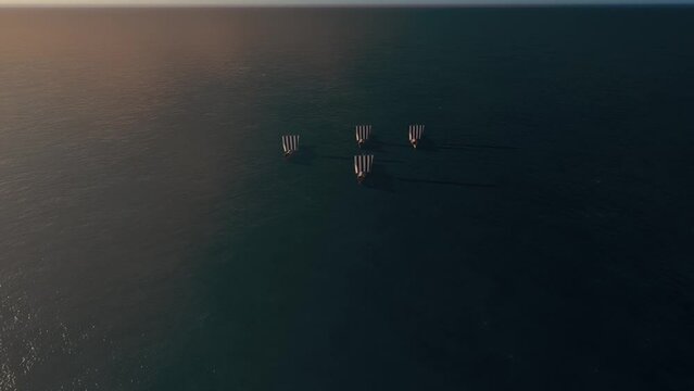 Viking Ships Drakkars 3D Video Animation