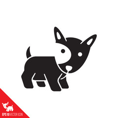 Bull Terrier dog puppy vector glyph icon