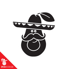 Avocado character with sombrero vector icon