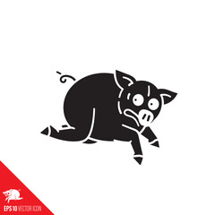 Pig on the run vector icon