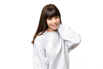 Little girl over isolated green chroma key background laughing