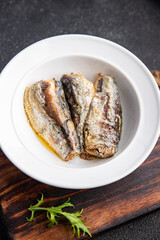 sardine in oil canned seafood healthy meal food snack on the table copy space food background rustic top view