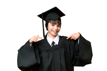 Little university girl over isolated background proud and self-satisfied