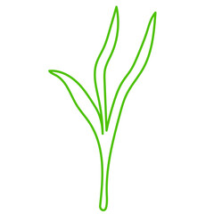 Green spring shoot silhouette, icon, stroke, outline