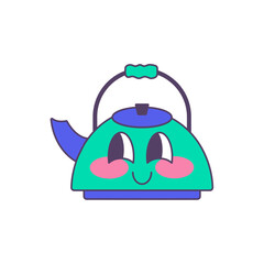 cartoon mascot kettle, cute travel sticker