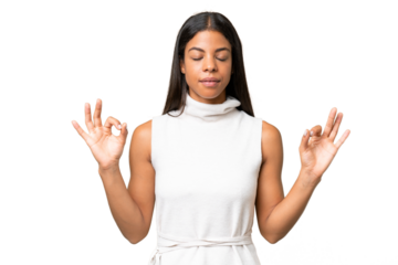 Young African american woman over isolated background in zen pose