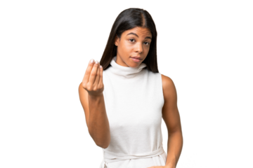 Young African american woman over isolated background making Italian gesture