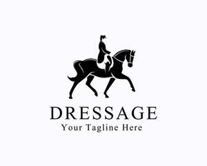 silhouette rider walking horse equestrian logo symbol design template illustration